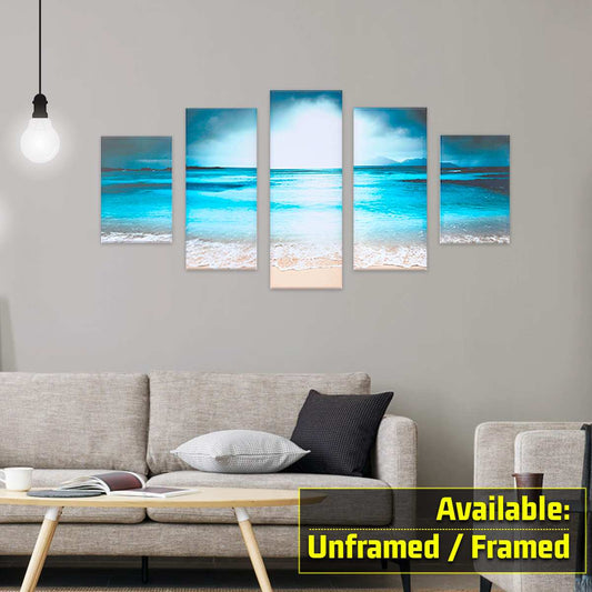 5Pcs Sunset Seaside Canvas Print Art Painting Wall Picture for Bedroom