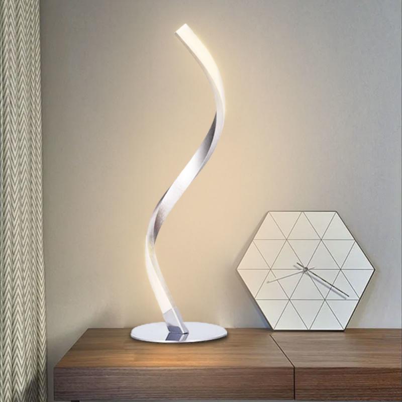 Modern LED Spiral Table Lamp Curved Desk Bedside Lamp