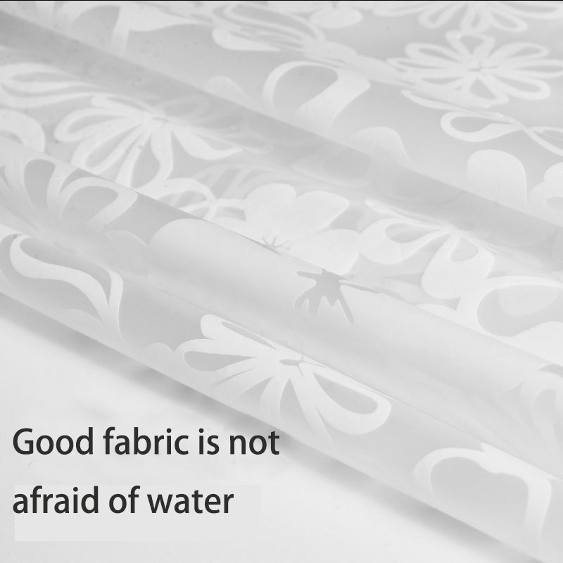 Waterproof White Printing Nature Shower Curtain With Hooks For Bathroom