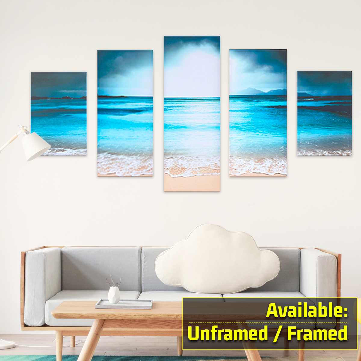 5Pcs Sunset Seaside Canvas Print Art Painting Wall Picture for Bedroom