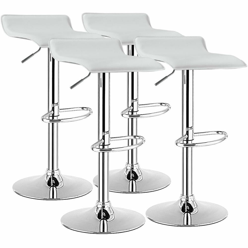 Set of 4 Swivel Bar Stool PU Leather Adjustable Kitchen Counter Chair