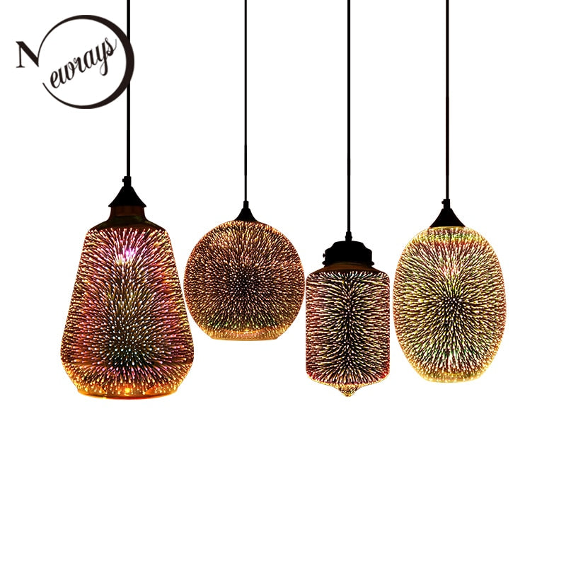 3D colorful romantic sky hanging Glass shade Pendant Lamp