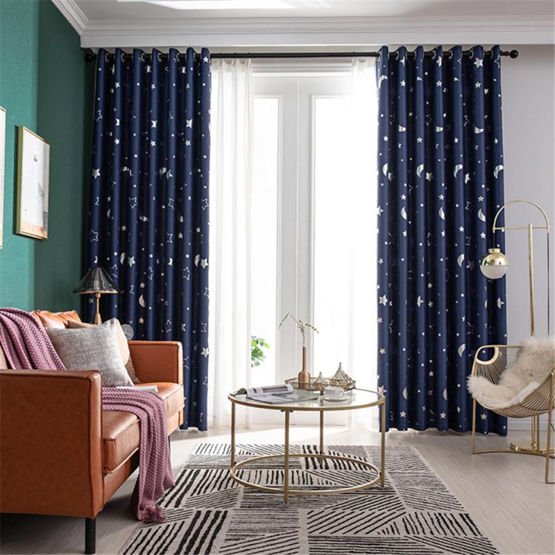 Star Moon Fabric Blackout Curtains