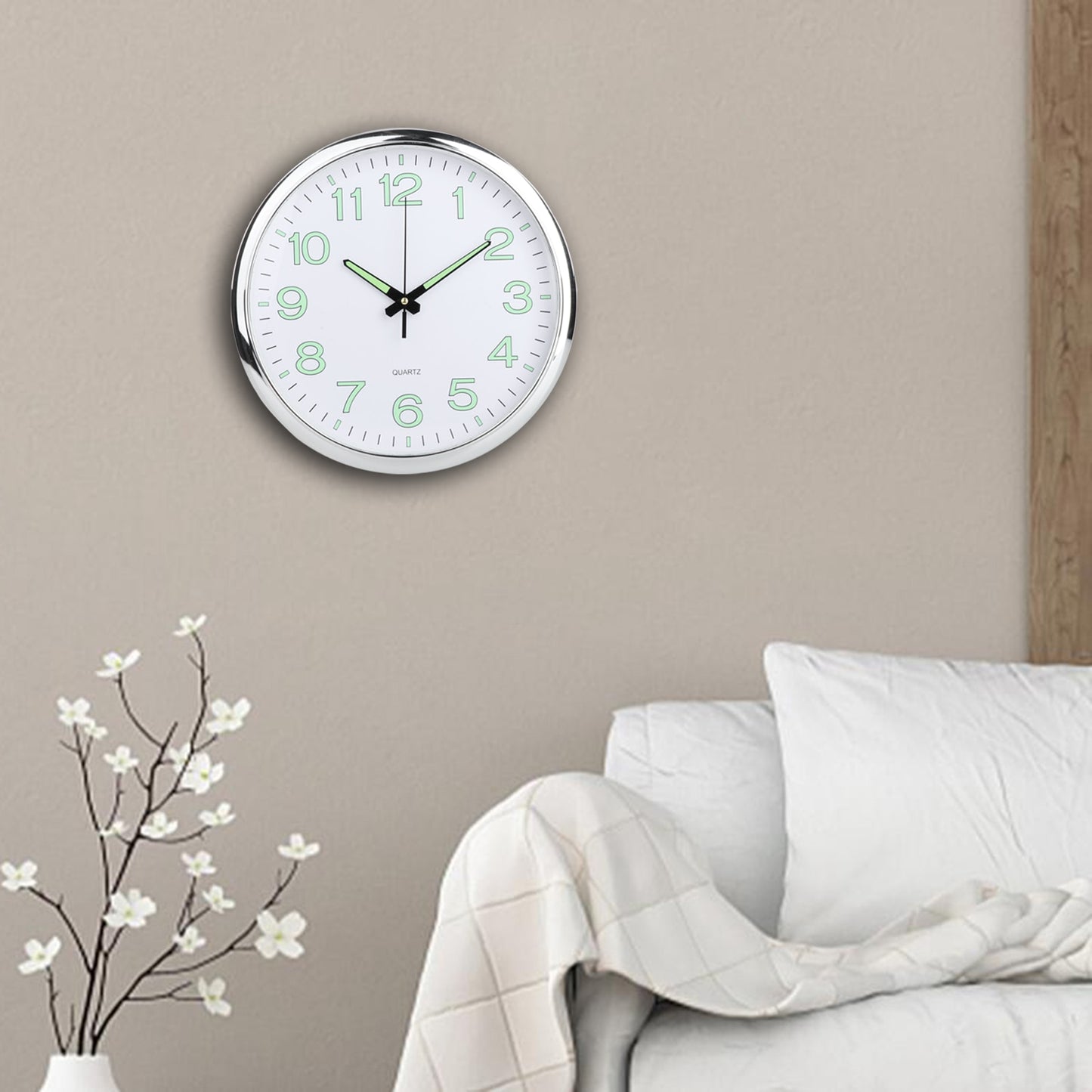 Modern Luminous Wall Clock with Silent Night Light Quartz