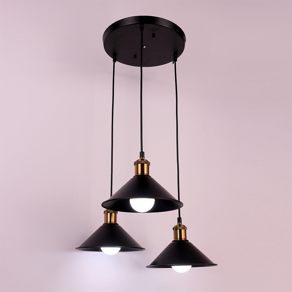 Black modern industrial 3 lights ceiling chandelier