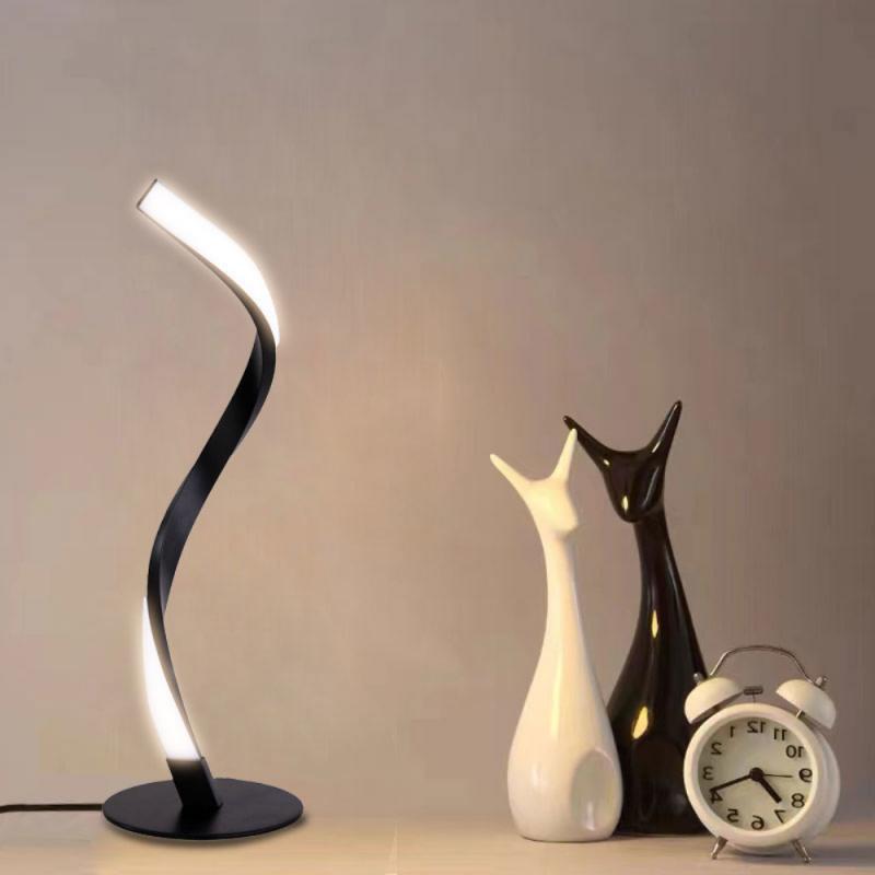 Modern LED Spiral Table Lamp Curved Desk Bedside Lamp