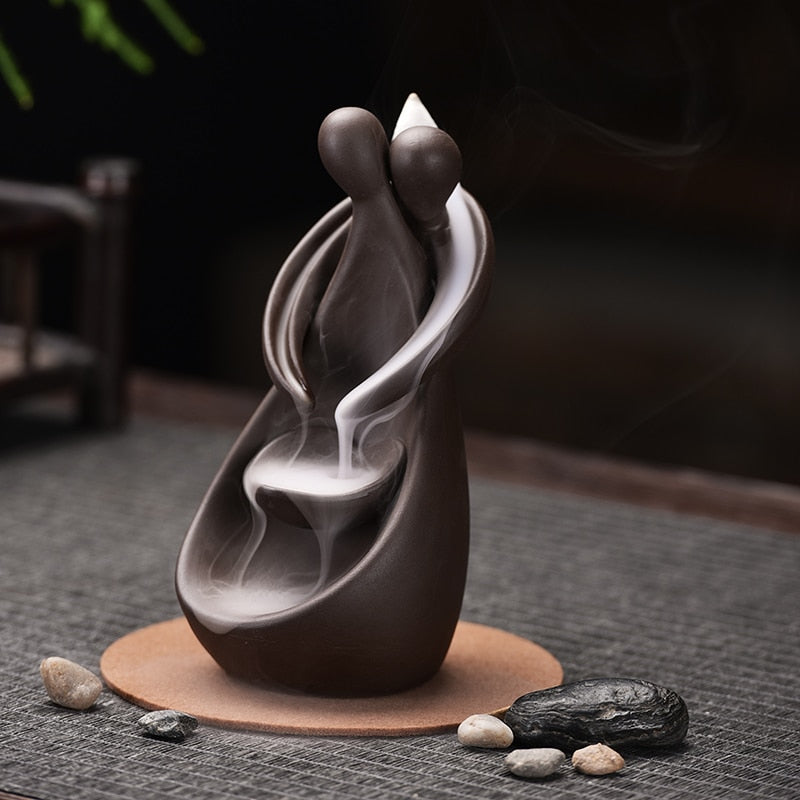 Smoke Waterfall Backflow Incense Burner Creative Couple Hug Incense Holder