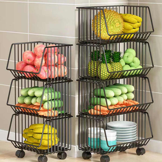 Multilayer Storage Rack With Wheels For Organization