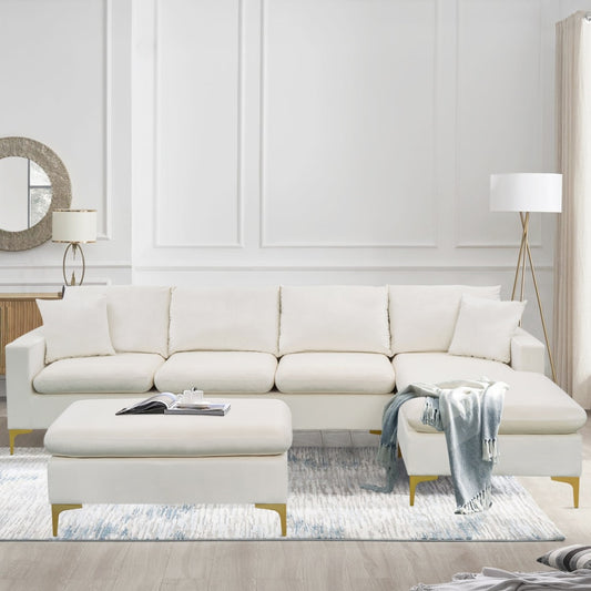 L-Shape Sectional Sofa with Ottoman