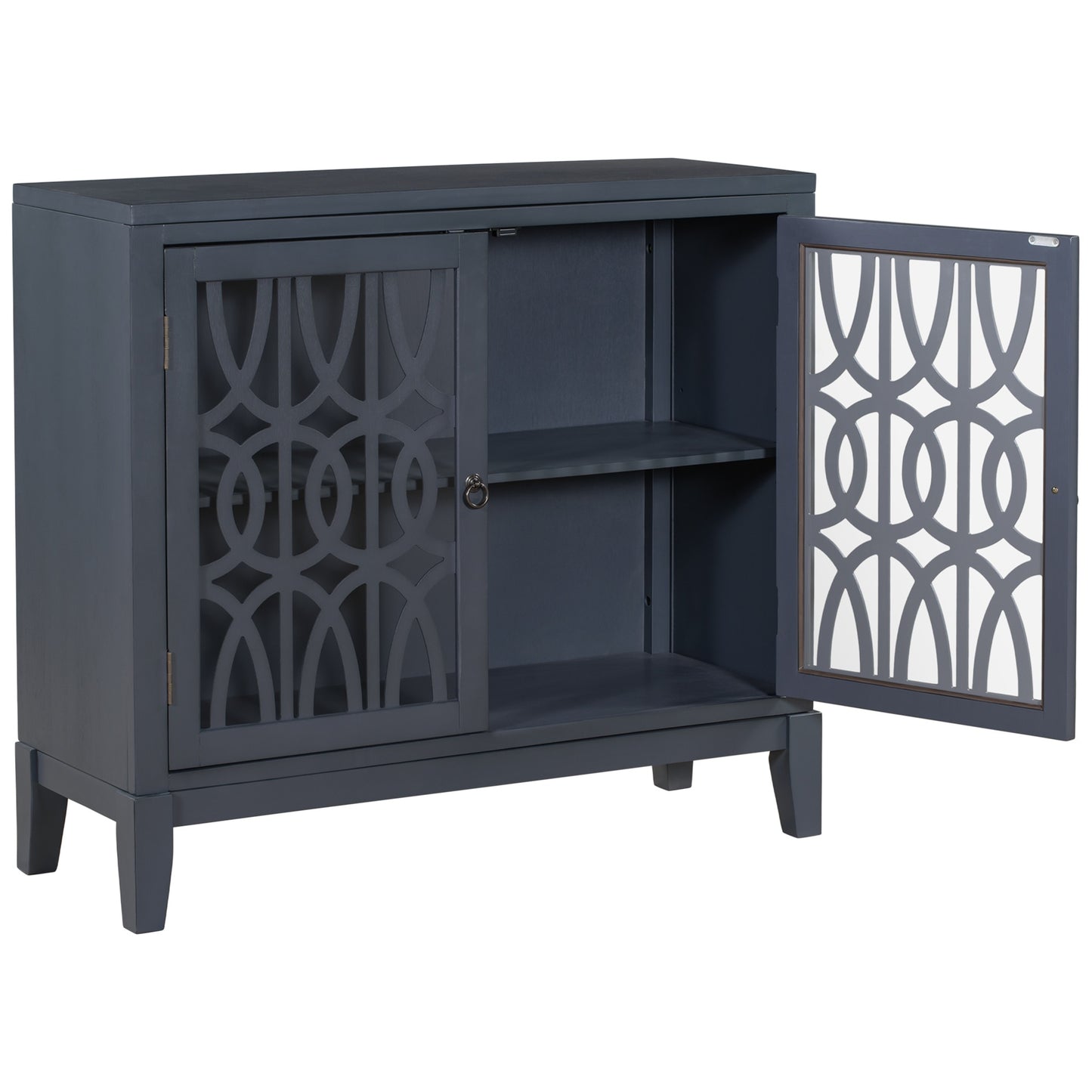 Wood Accent Buffet Sideboard Storage Cabinet With Doors And Adjustable Shelf