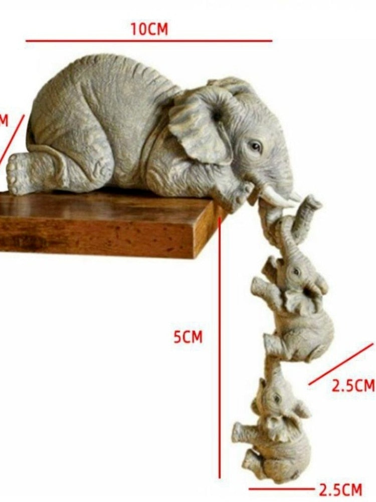 3 piece set Elephant Holding Baby Elephants Resin Home Decoration