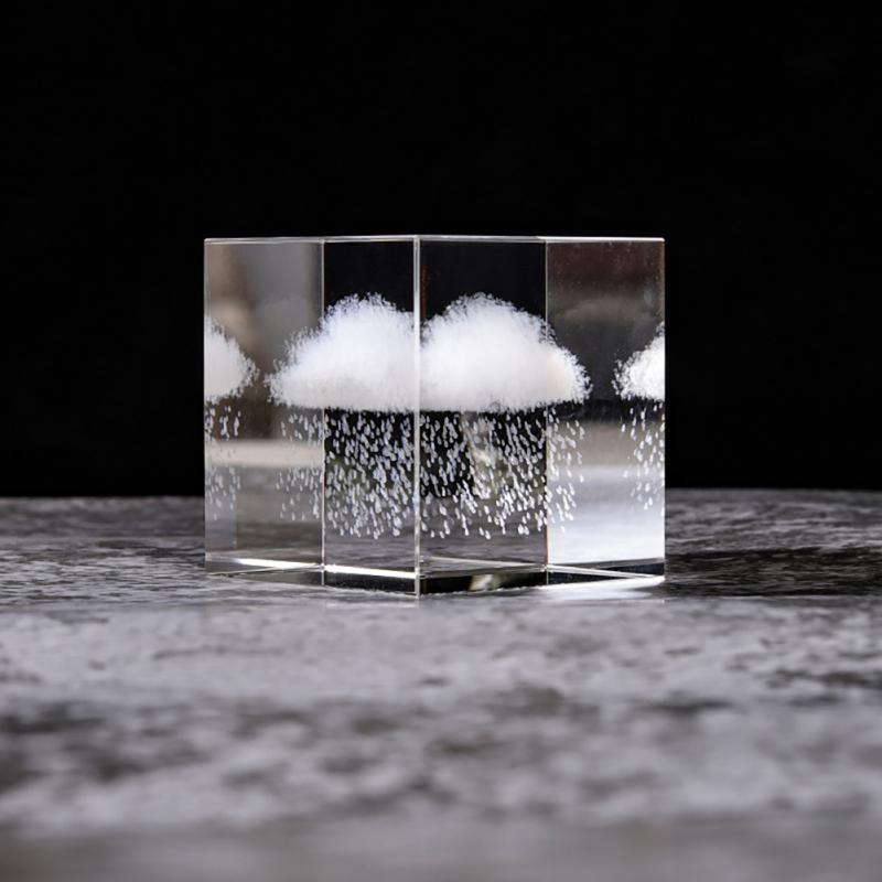 Raining Cloud Cube 3d Transparent Laser Crystal Cubes Decor