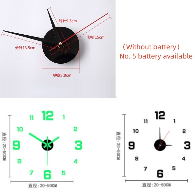 3d Roman Numeral Wall Clock Luminous Diy Acrylic Mirror Stickers Modern Punch-free Mute Clock For Home Decoration Living Room