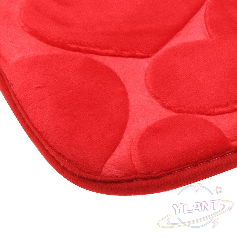 3Pcs Red Bathroom Mat Set Floor Rugs