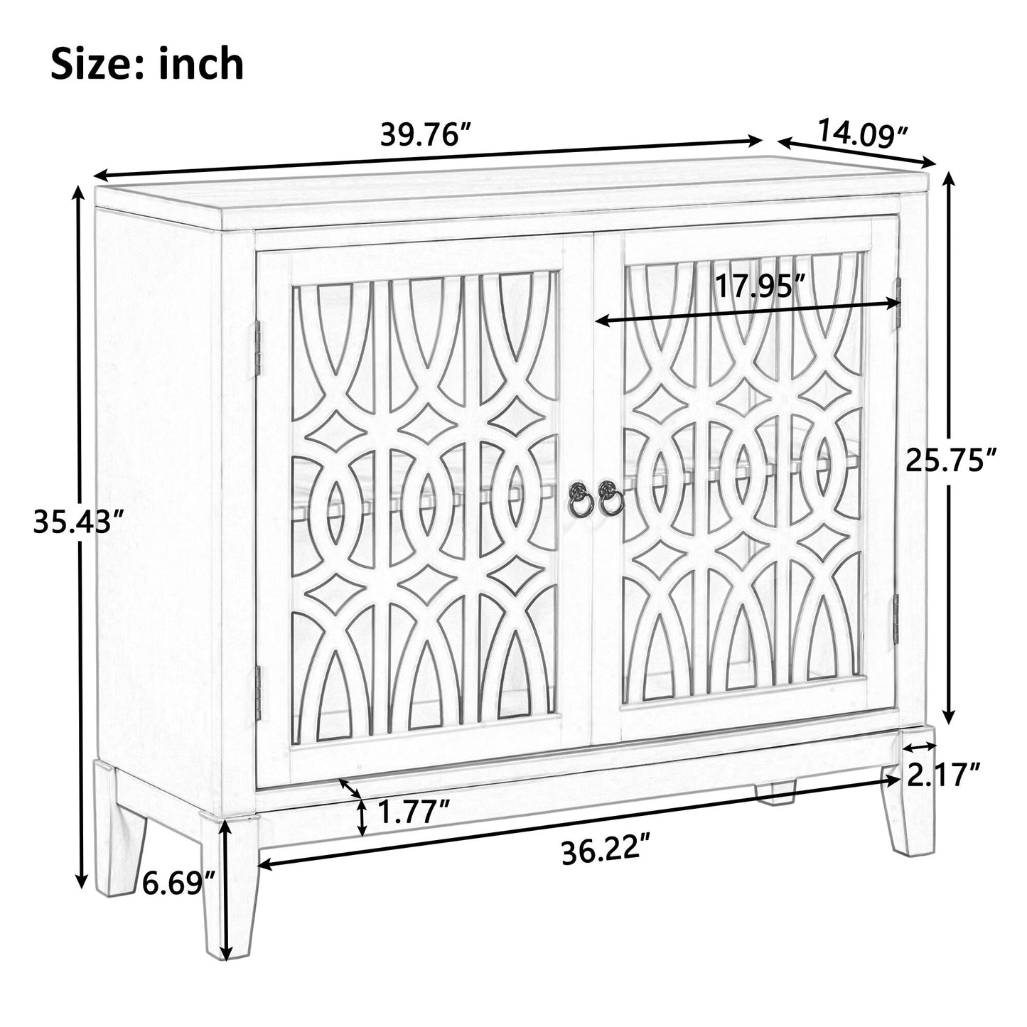 Wood Accent Buffet Sideboard Storage Cabinet With Doors And Adjustable Shelf