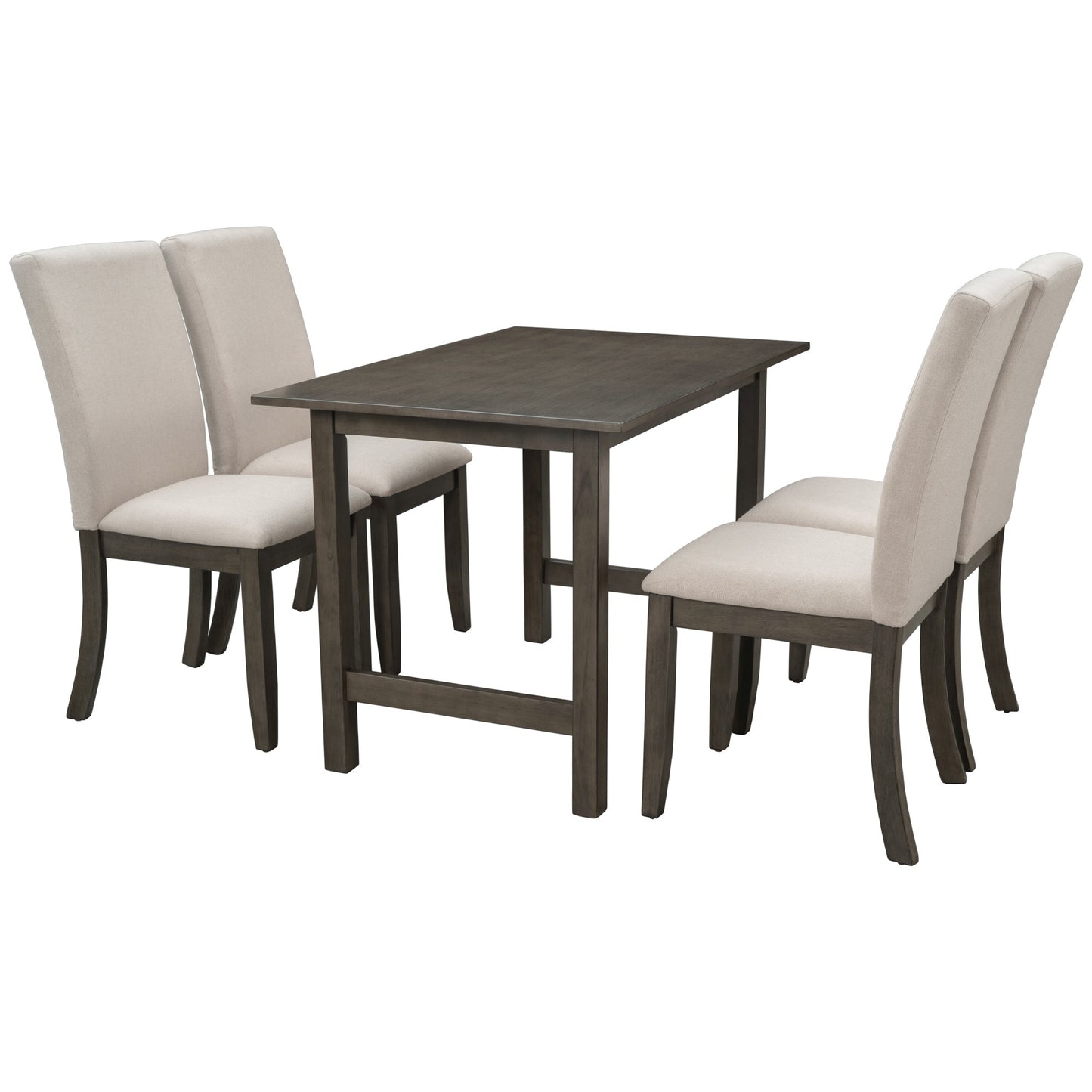 5Piece Wood Dining Table Set For 4 Kitchen Upholstered Dining Chairs