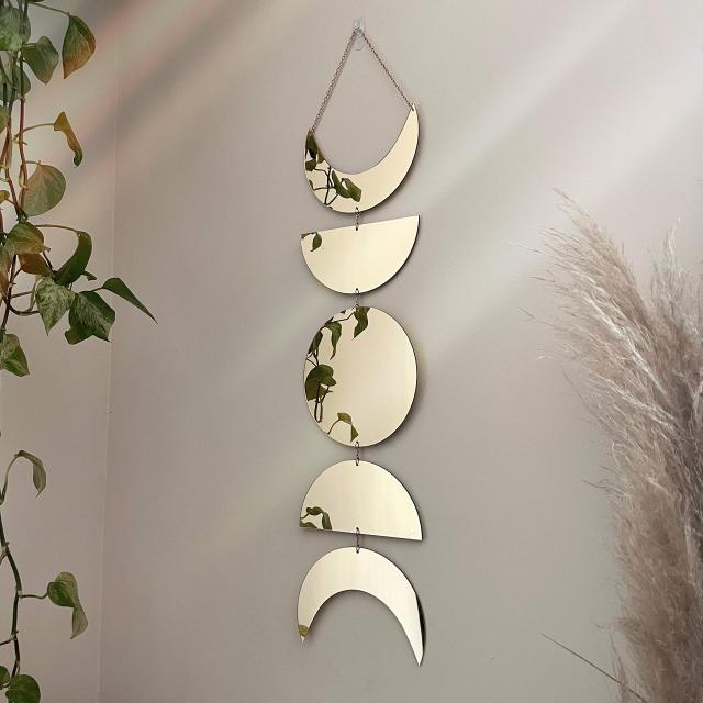 Gold Moon Phase Wall Mirror Decor