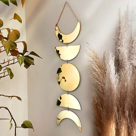 Gold Moon Phase Wall Mirror Decor