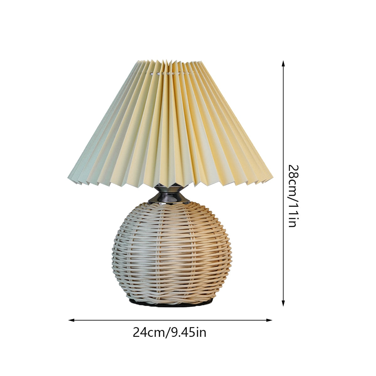 Bedside Vintage Korean Rattan Table Lamps with USB Creative Pleats