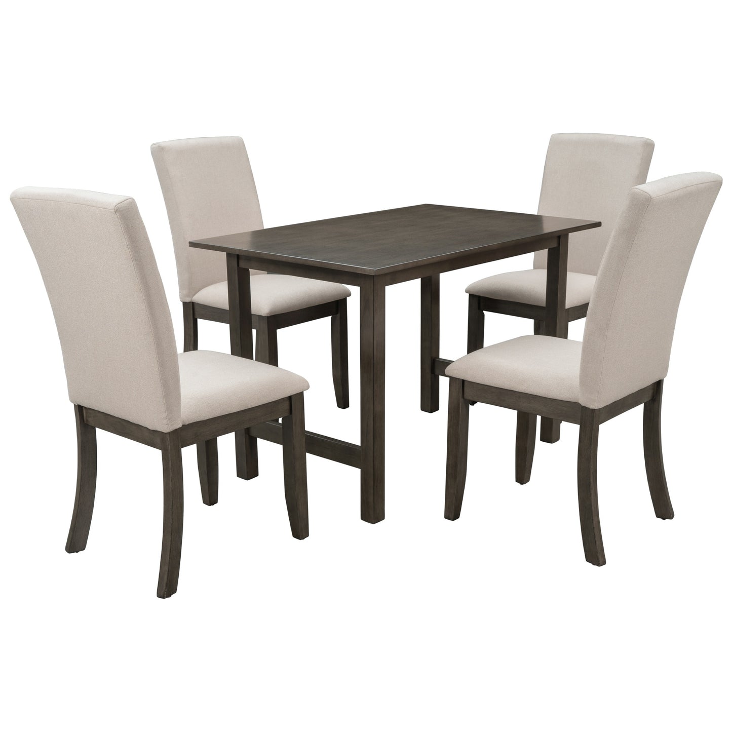 5Piece Wood Dining Table Set For 4 Kitchen Upholstered Dining Chairs