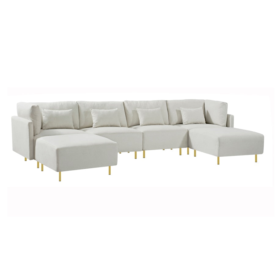 Luxury Sectional U-Shape Sofa with Convertible Ottoman Chaise