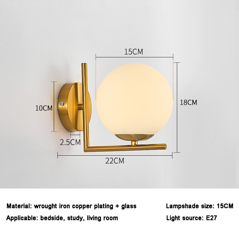 Indoor Metal Glass LED Sconce Lamp