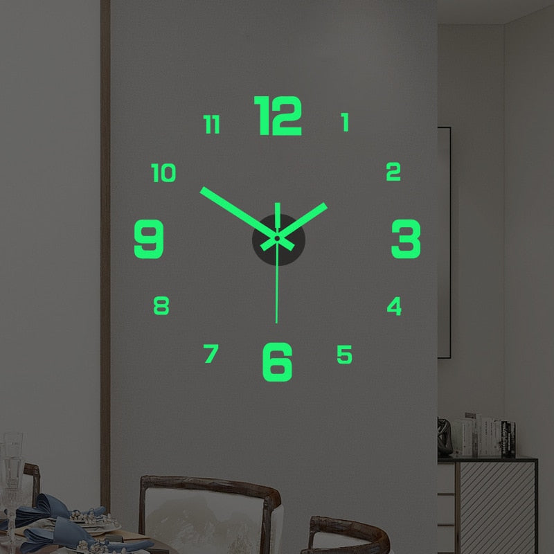 3d Roman Numeral Wall Clock Luminous Diy Acrylic Mirror Stickers Modern Punch-free Mute Clock For Home Decoration Living Room