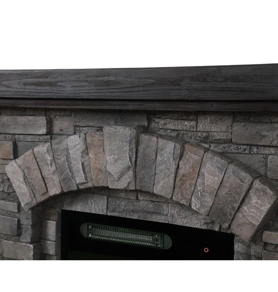 Faux Stone 36-inch Grey Electric Fireplace with Mantel