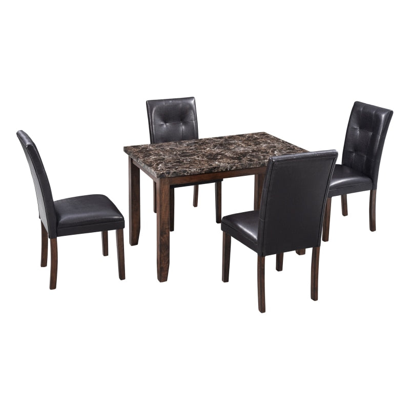 Cushion Chairs For Home Kitchen Faux Marble Style 5 Piece Dining Table Set Marble Kitchen Table