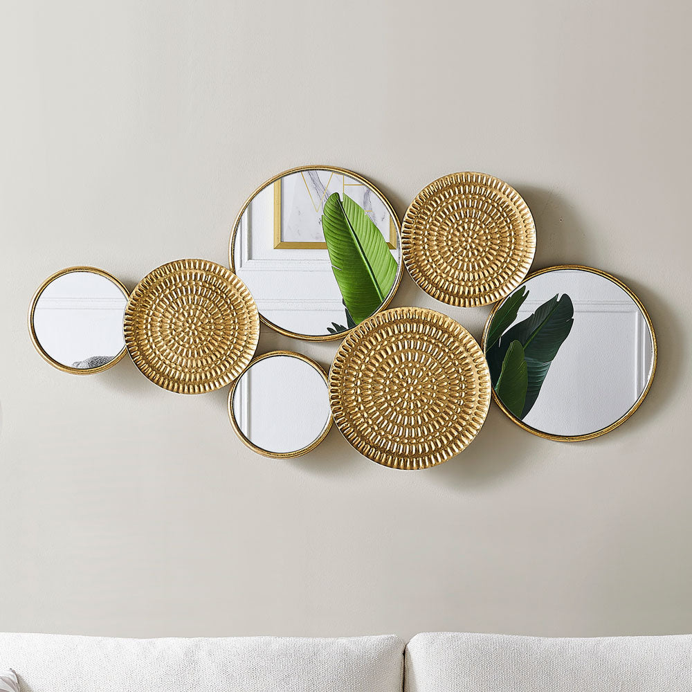 Metal Wall Decor with Multi Circle Plates Mirror