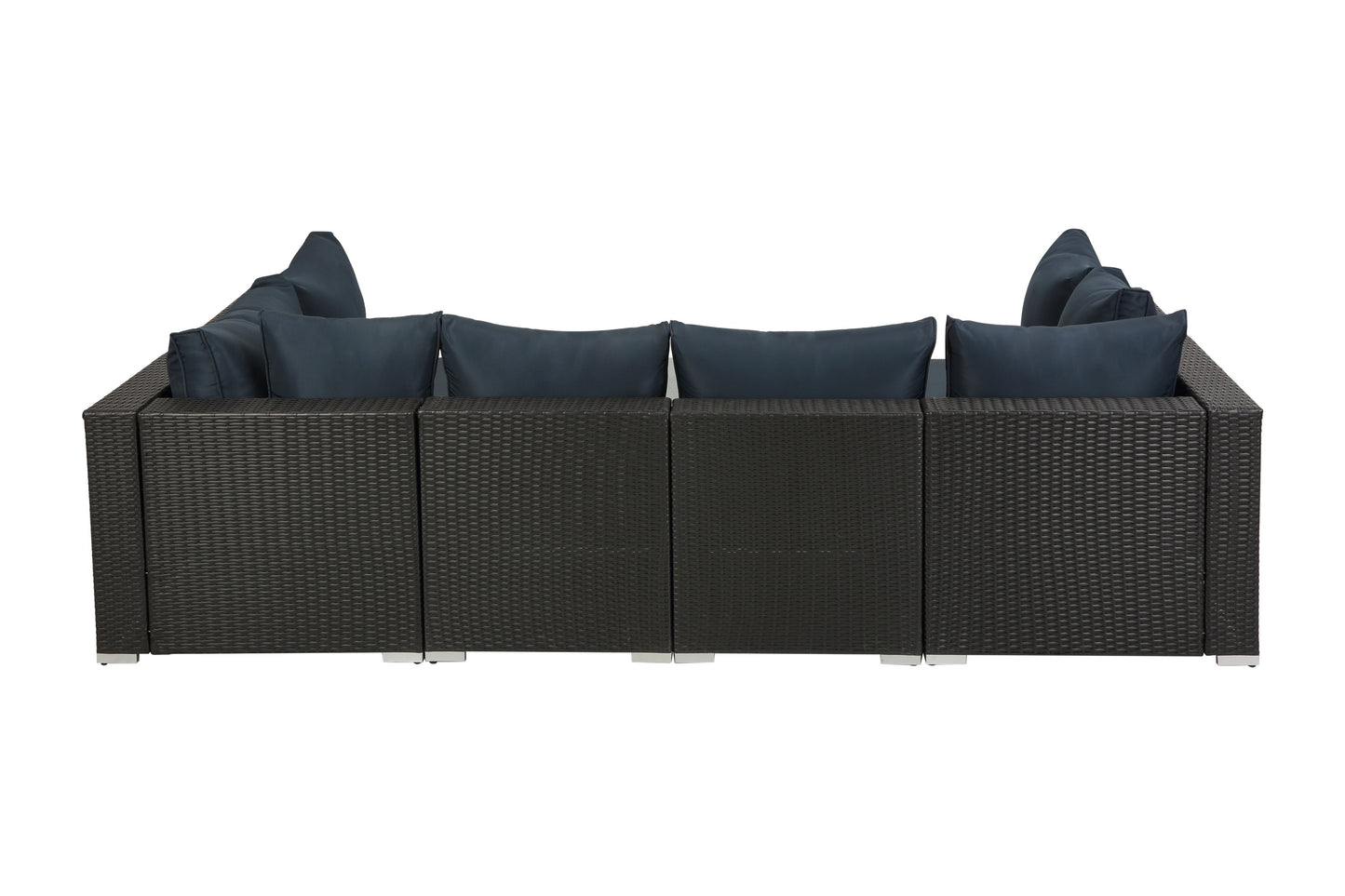 Patio Furniture 7-Piece Wicker Sectional Cushioned Sofa Sets with 2 Pillows and Coffee Table