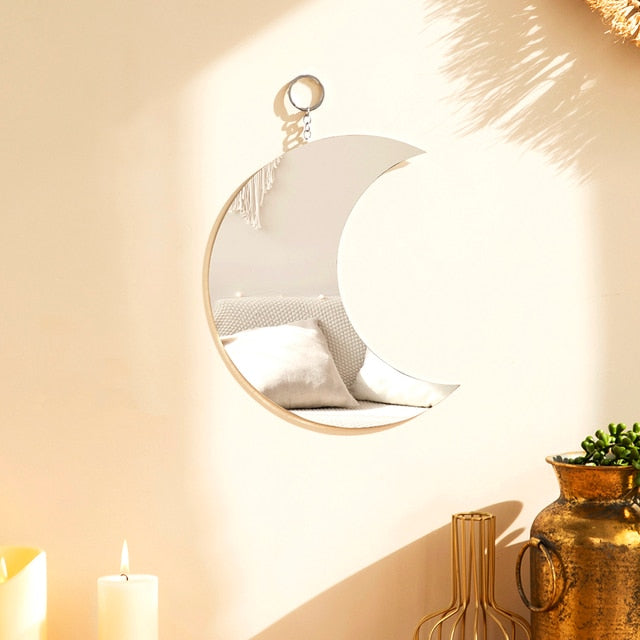 Gold Moon Phase Wall Mirror Decor