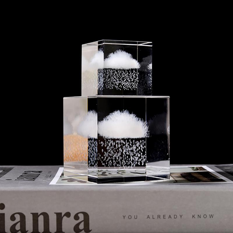 Raining Cloud Cube 3d Transparent Laser Crystal Cubes Decor