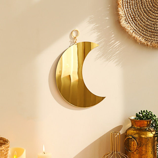 Gold Moon Phase Wall Mirror Decor