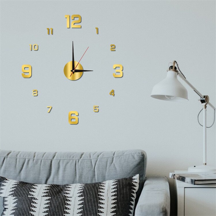 3d Roman Numeral Wall Clock Luminous Diy Acrylic Mirror Stickers Modern Punch-free Mute Clock For Home Decoration Living Room