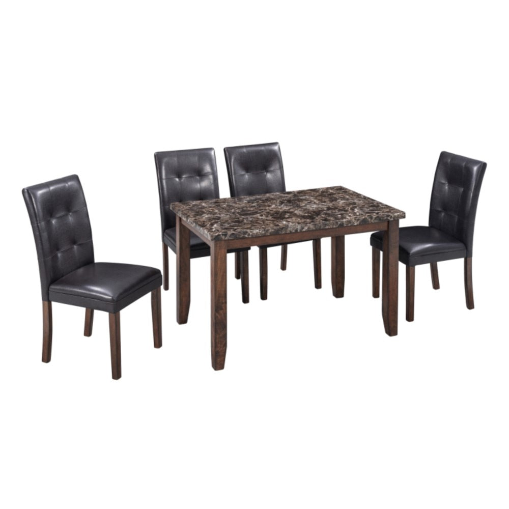 Cushion Chairs For Home Kitchen Faux Marble Style 5 Piece Dining Table Set Marble Kitchen Table