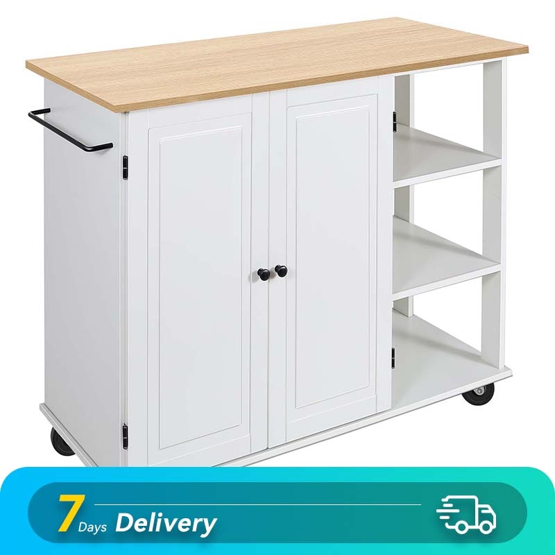 Large Trolley Cart with Large Cabinet, Towel Rack, Kitchen and Dining Room