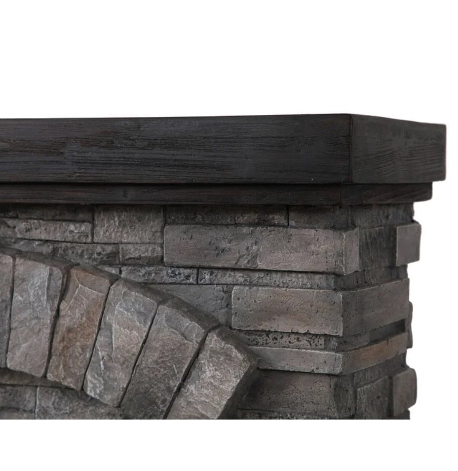 Faux Stone 36-inch Grey Electric Fireplace with Mantel