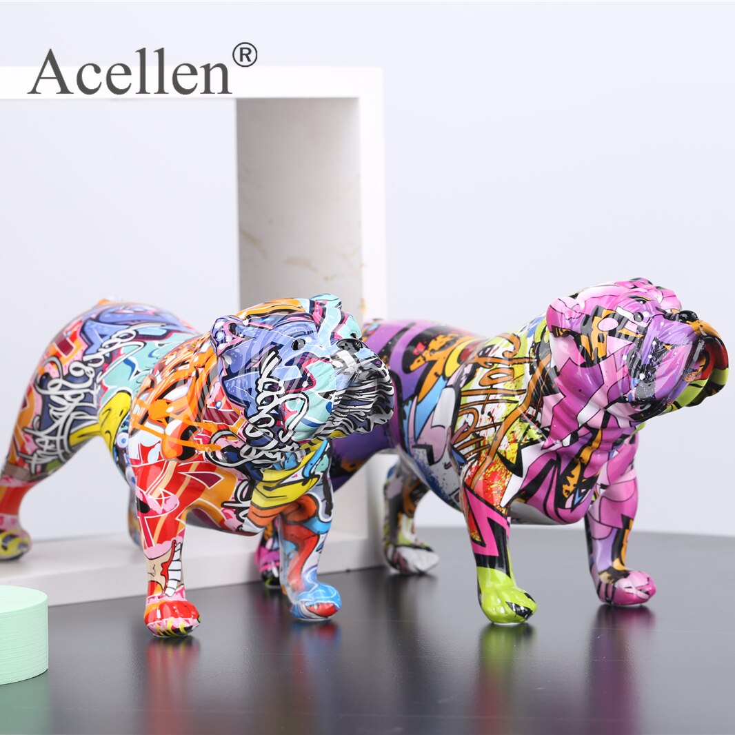 Creative Colorful Bulldog Figurines for home