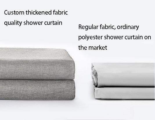 Modern Shower Curtains Thick Linen Waterproof Fabric Solid Color Bath Curtain and Luxury Hooks