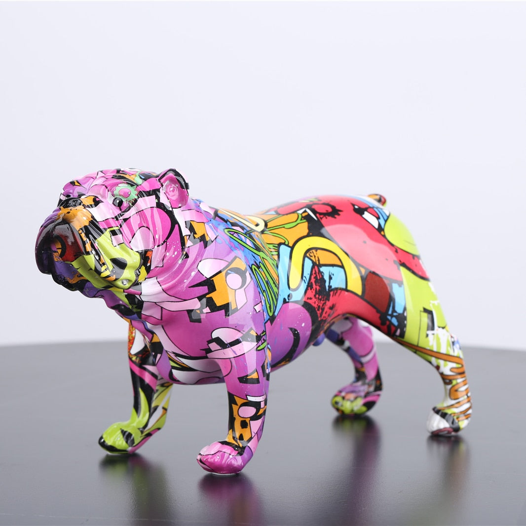 Creative Colorful Bulldog Figurines for home