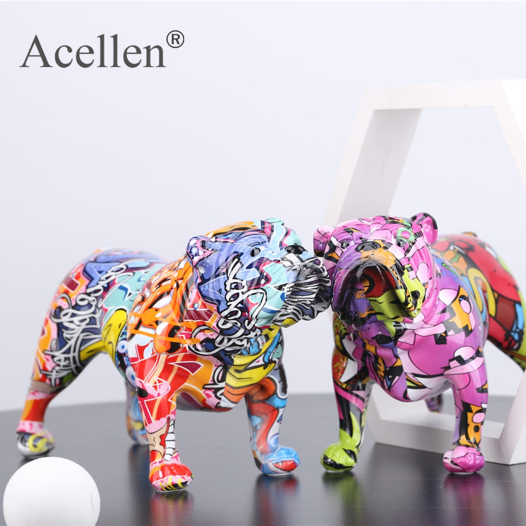 Creative Colorful Bulldog Figurines for home