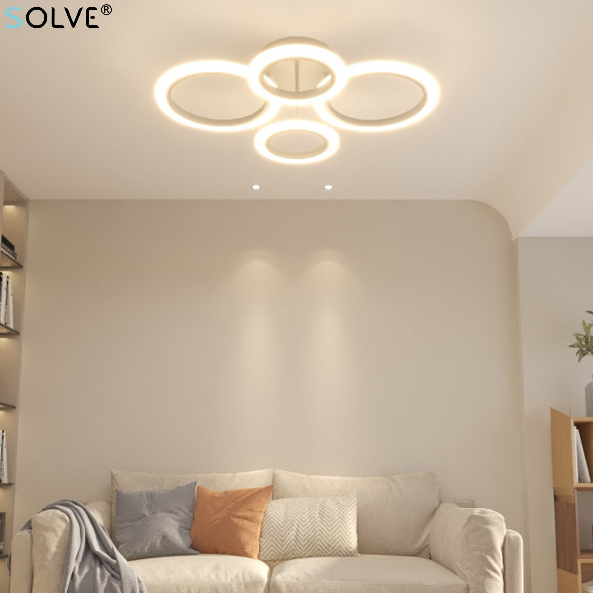 Modern LED Ceiling Light 4 Rings with Dimming Remote Control