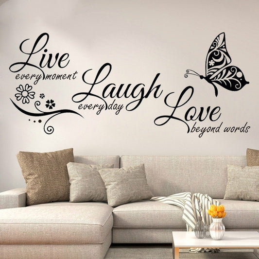 Live Laugh Love Butterfly Flower Wall Art Modern Wall Quotes and Stickers