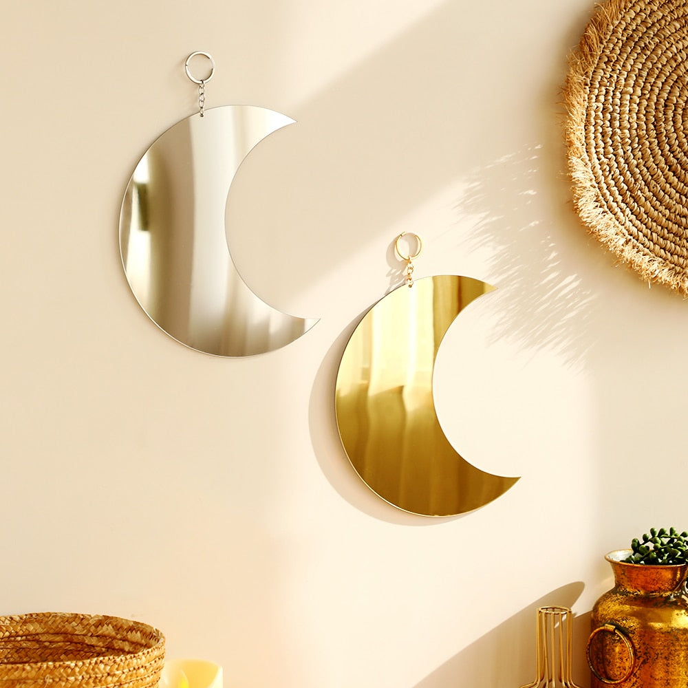 Gold Moon Phase Wall Mirror Decor