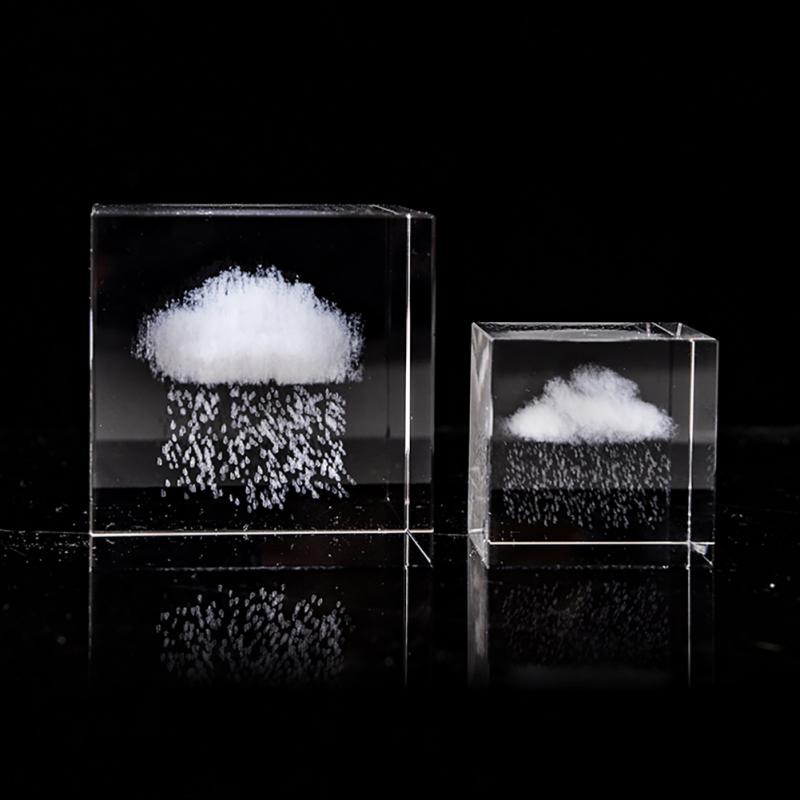 Raining Cloud Cube 3d Transparent Laser Crystal Cubes Decor