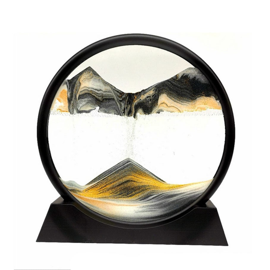 Creative 3D Glass Sandscape in Motion Hourglass Moving Sand Frame