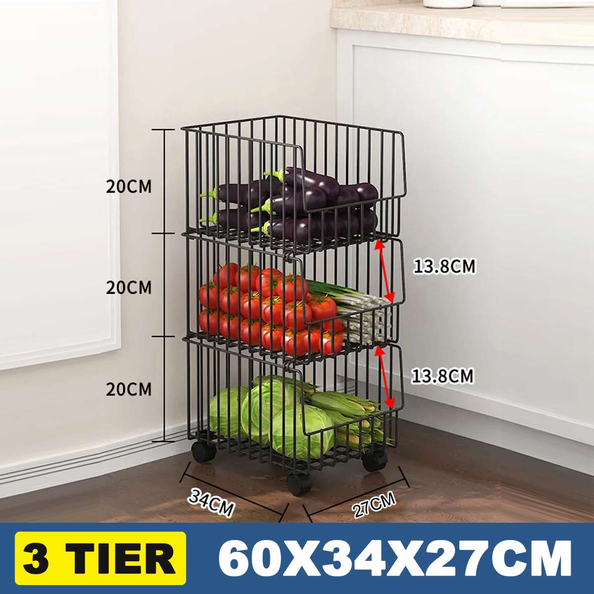 Multilayer Storage Rack With Wheels For Organization