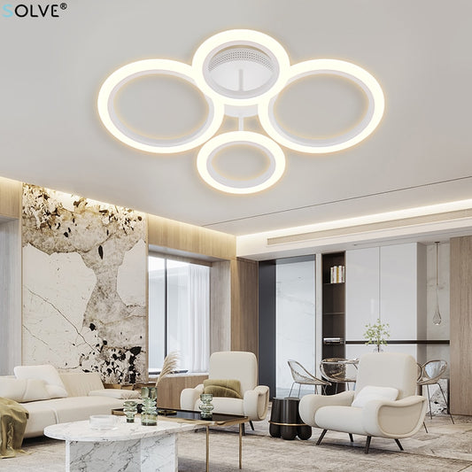 Modern LED Ceiling Light 4 Rings with Dimming Remote Control