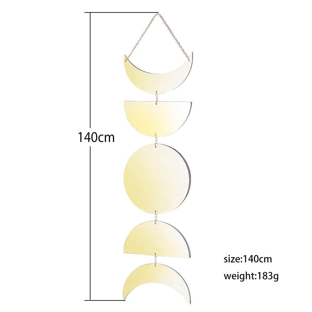 Gold Moon Phase Wall Mirror Decor